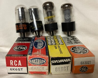 Lot of 4 NOS 1 Each RCA GE SYLVANIA RAYTHEON 6K6GT  VACUUM TUBES Hickok TESTED