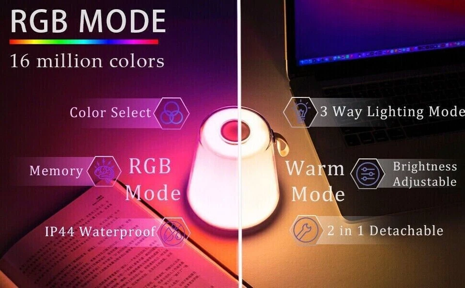 PALMINA LAMPADA DA TAVOLO A LED RICARICABILE USB CON LUCI RGB POLDINA STYLE - Immagine 4 di 4