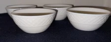 (Set of 4) Mikasa TRELLIS WHITE Bone China 4 1/2" DESSERT or SAUCE BOWLS