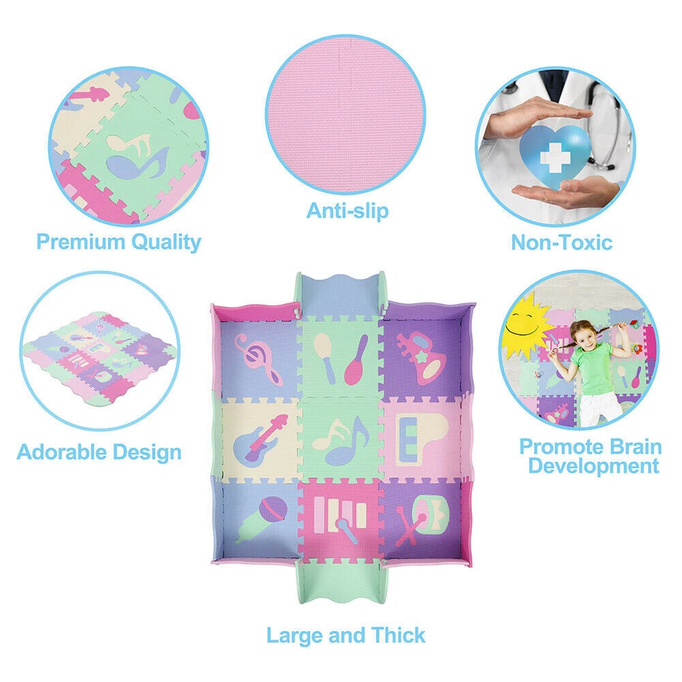 25 Piezas Niños Puzzle Juego Alfombrillas Espuma Puzzle Piso Juego Alfombra Cerca para Bebé Gatear Foto 4 de 4