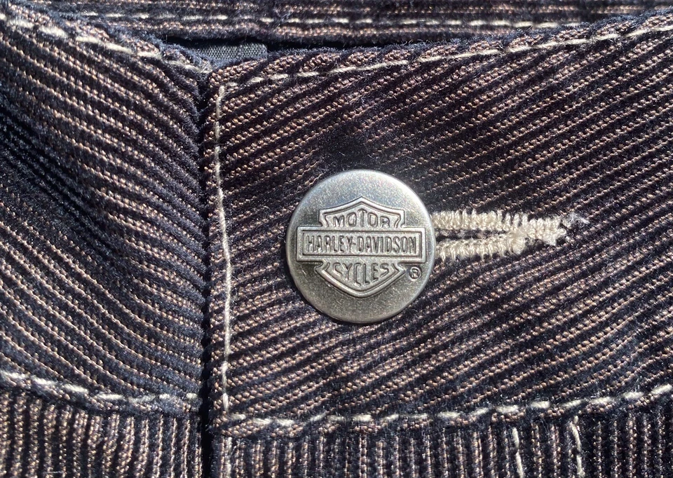 "Pantalones acampanados Harley Davidson negros de pana para mujer talla 35"" cintura" Foto 4 de 4