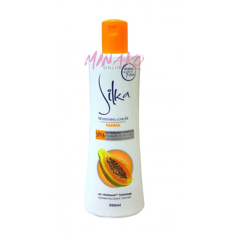Silka Papaya Skin Whitening Lotion SPF6 200ml Brand New