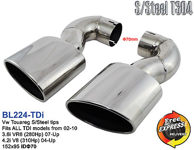 Exhaust tips tailpipe trims VW Touareg TDi models 02-10 3.6i VR6 4.2i V8 