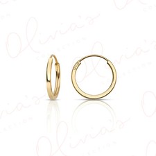 14k Yellow Gold Square Hollow Lightweight Endless Hoop Earrings 10-20x1.0mm 