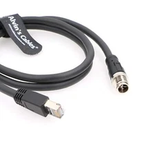 3.2ft M12 8 Pin Male to RJ45 Shielded Ethernet Cable for Cognex Camera