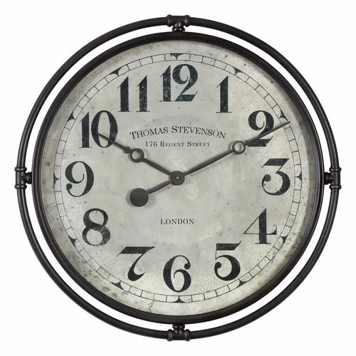 XXL 30" FARMHOUSE INDUSTRIAL STYLE IRON LONDON WALL CLOCK AGED FACE 06449 - Picture 3 of 3