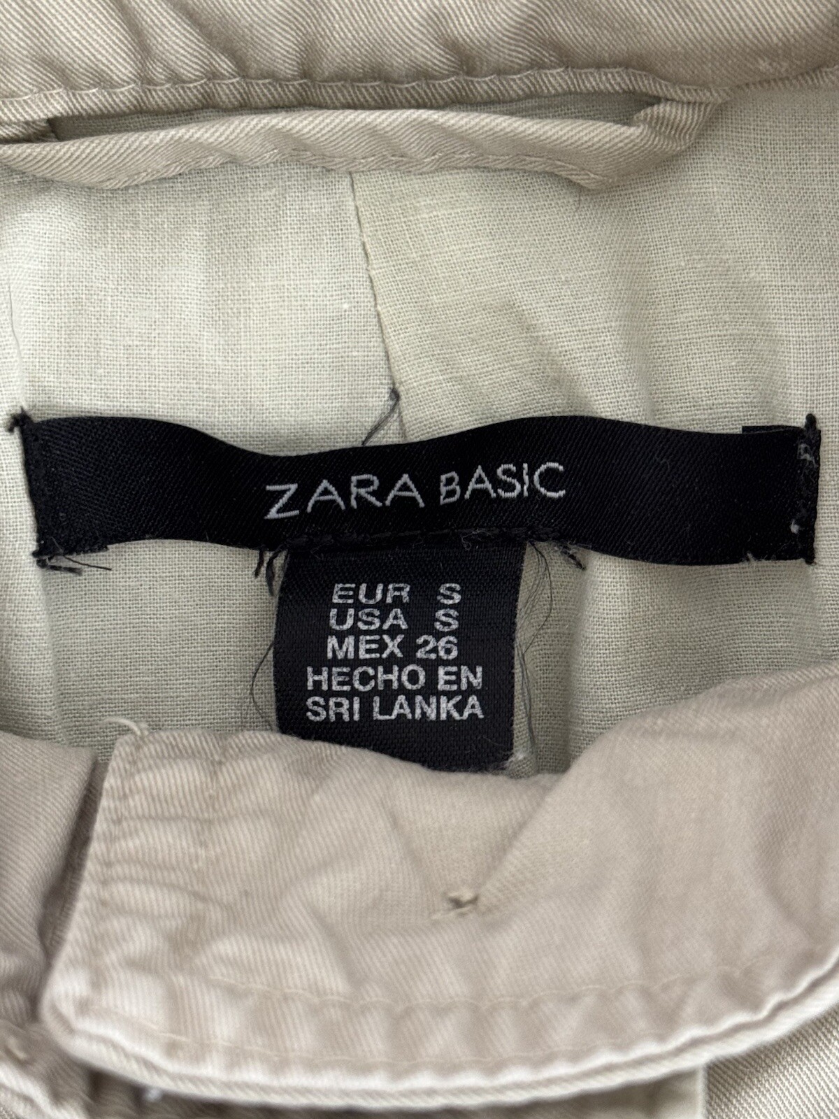Zara Basic Jacket Utility Beige Pockets Women Sz … - image 8