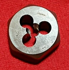 6627 9727 M6 X 1.0 Metric 1" Hex Die Irwin Hanson  6MM Carbon Steel