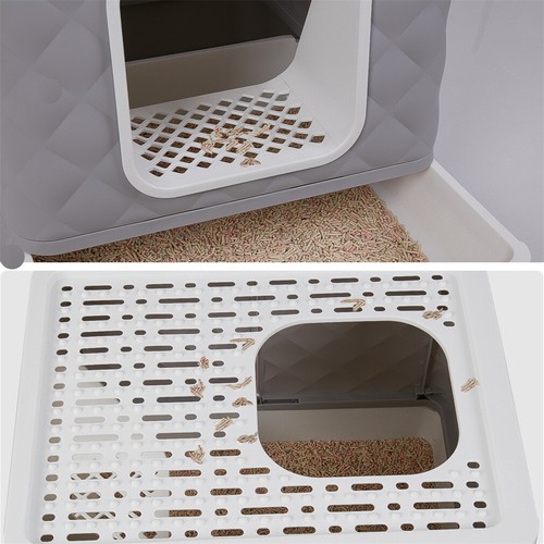 Caja de arena para gatos autolimpiable recinto inodoro bandeja de arena oculta con cojín superior - Imagen 10 de 18