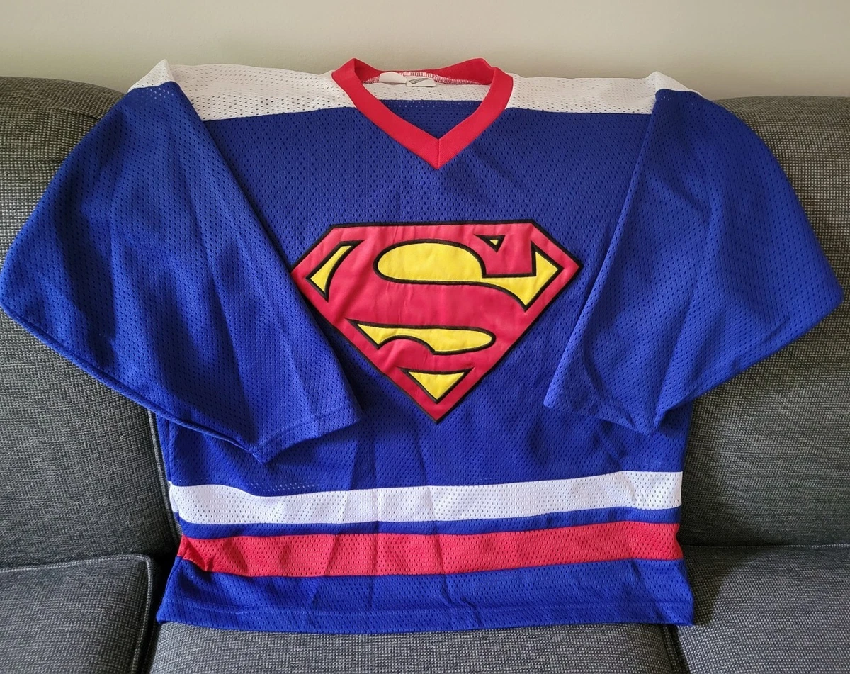 Maillot de football vintage 1999 Superman DC Comics en maille grande manche 3 4