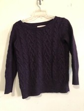 Ann Taylor Loft Size XS Plum Cable Knit Ribbed Cotton Stylish Sweater Women