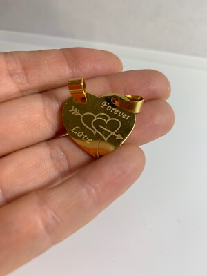 Forever Love 2 Pc Split Heart Pendant for Necklace (Gold)