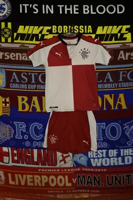 5/5 Rangers boys 10 years 140cm 2016 away football soccer kit shirt shorts