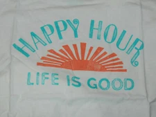 NWT Women's Life is Good Happy Hour Sunrise White SS Creamy Tee