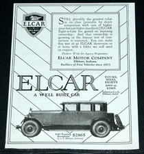 1925 OLD MAGAZINE PRINT AD, ELCAR 8-80 TOURING, EIGHT-IN-LINE, A WELL BUILT CAR!