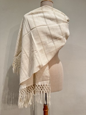 Mexican Rebozo Michoacan Natural White Deshilado Blanco Natural Wrap Shawl