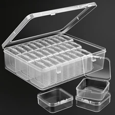 Transparent Jewelry Organizer Box with 30 Mini Clear Containers for Beads, Rings
