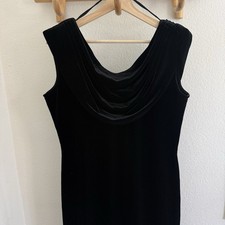 90s formal whimsigoth black velvet maxi dress sleeveless gown cowl neck size 12