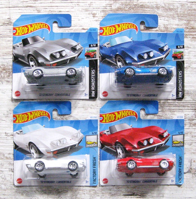 4 x 2023 & 2024 Hot Wheels '72 Stingray Convertible HW Roadsters & Factory Fresh