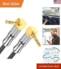 90 Degree Male to Right Angle Male 3.5mm Stereo Audio Aux Cable 1.2M Gold Pla...