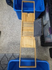 NIB Premium Foldable Bathtub Tray Caddy Wood Bath Tray for Tub, Shelf Expandable