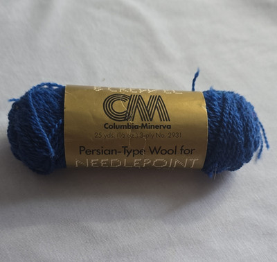 Columbia-Minerva Persian-Type Virgin Wool Needlepoint Yarn 3-Ply True Blue 2931