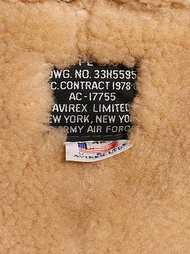 AVIREX B3 BOMBER SHEARLING JACKET Sz 42 AC-17755 Made In USA, GUC image 6