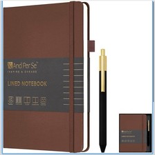 And Per Se A5 Brown Lined Notebook 160 Pages 100 GSM Acid-Free Paper with Pen