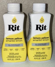 (2) Bottles NEW Rit Lemon Yellow All Purpose Dye 8.0 oz. SEALED