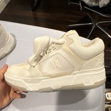 AMIRI White Lace Up Low Top Mens Athletic Sne...