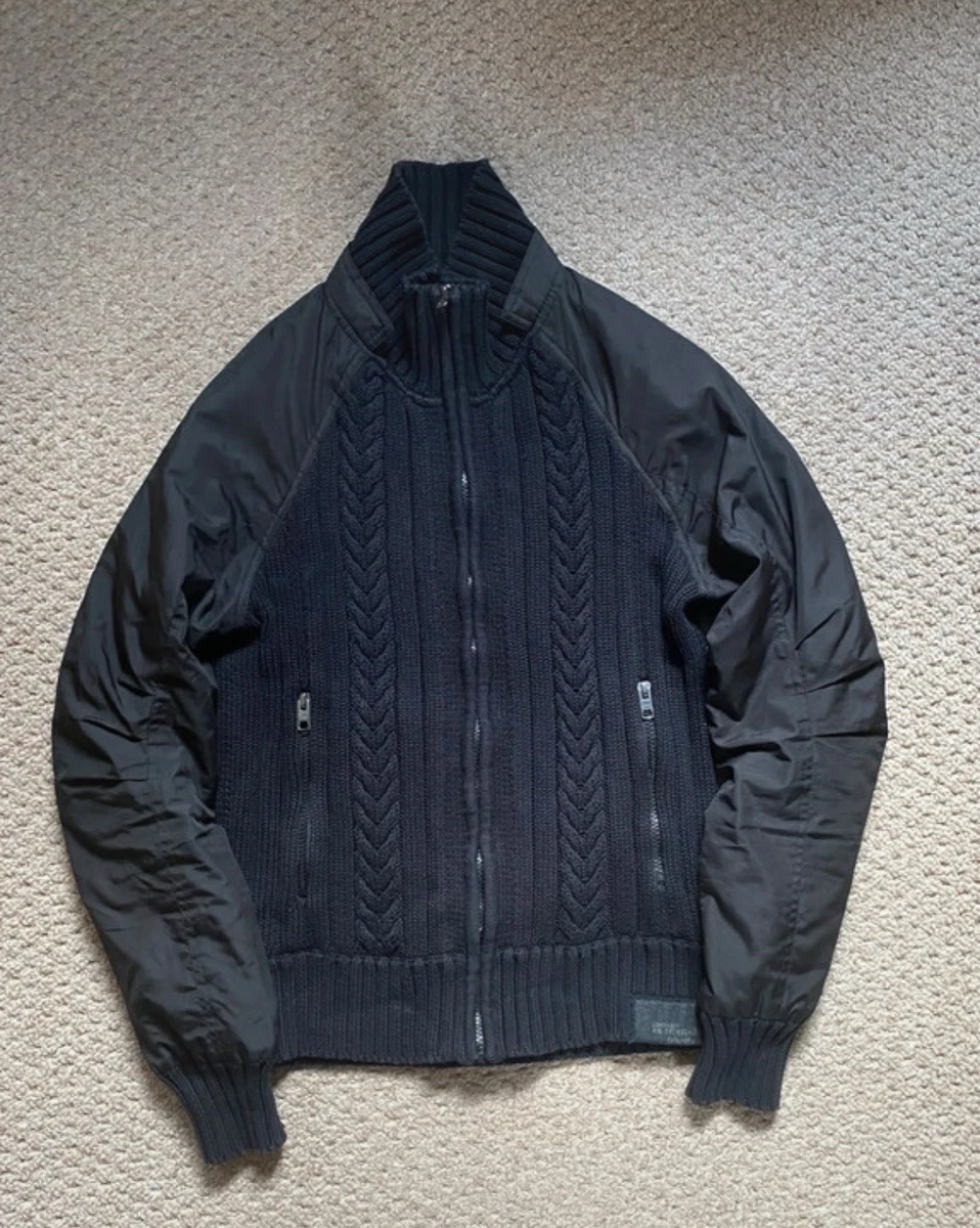 Chaqueta Schott vintage tejida con cable con cremallera en pequeña