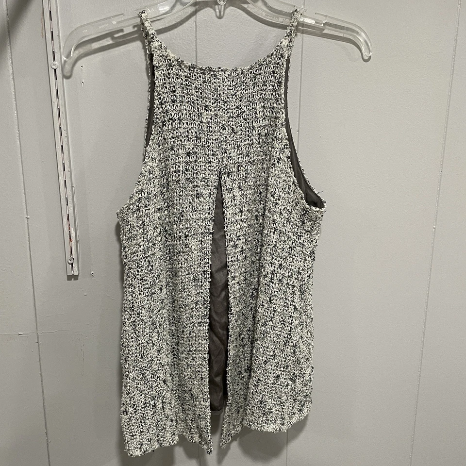 Camiseta sin mangas Drew EE. UU. de seda en capas Boucle talla pequeña gris sin mangas texturizada informal Foto 3 de 4