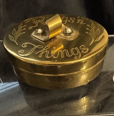 Rings N Things Jewelry Box Brass Pearl Hollywood Regency VTG Goldtone Product