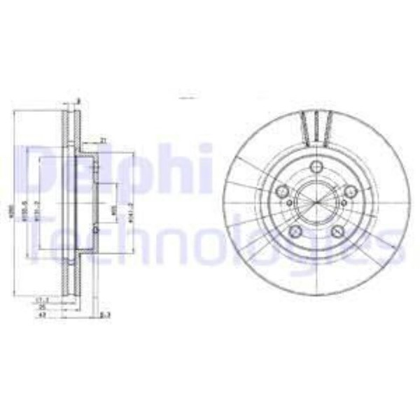Delphi 2X Bremsscheibe Vorne Ø260 Mm FüR Toyota Avensis Station Wagon _T22_ 1.8-image