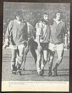 Multi signed 1960s MANCHESTER UTD photo GEORGE BEST TOMMY O'NEILL WILLIE MORGAN