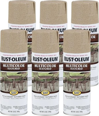 6 Cans Rust-Oleum Stops Rust 12 Oz.  Textured Spray Paint, Desert Bisque 223524