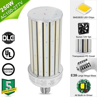 250W LED Corn Light Bulb E39 Mogul Base 37500Lm Warehouse Workshop HighBay Light