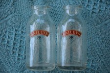 Collectable 2 x BAILEYS Deluxe GLASS BOTTLES. Rare MINI SIZE. Logo Design