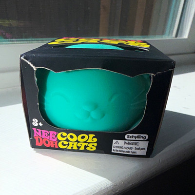 Schylling NeeDoh Cool Cats Green Squeeze Ball Squishy 4 in 26028HY box worn*