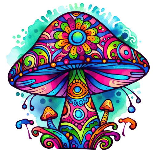 Psychedelic Magic Mushroom Groovy Trippy Self Adhesive Vinyl Sticker