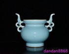 6.6"China The Qing Dynasty Blue glaze Porcelain Incense burner Censer Statue