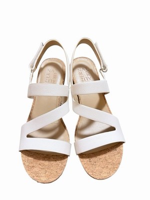 Naturalizer Adria Wedge Sandals   Women s White Faux Leather, Size 8