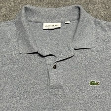 Lacoste Polo Shirt Mens 6 XL Gray Cotton Preppy Tennis Short Sleeve