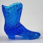 Fenton Vintage Daisy and Button Cobalt Blue Glass Boot Shoe Decor