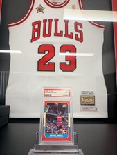 1986 FLEER #57 MICHAEL JORDAN ROOKIE CARD PSA 7NM. rookie card picture