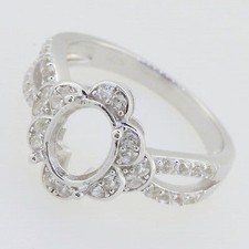 Sterling Silver Semi Mount Ring Setting Oval OV 9x7mm Halo Split Shank