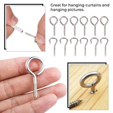 Curtain Wire Hooks & Eyes Voiles  - Chrome Screws Picture Frame & Hanging