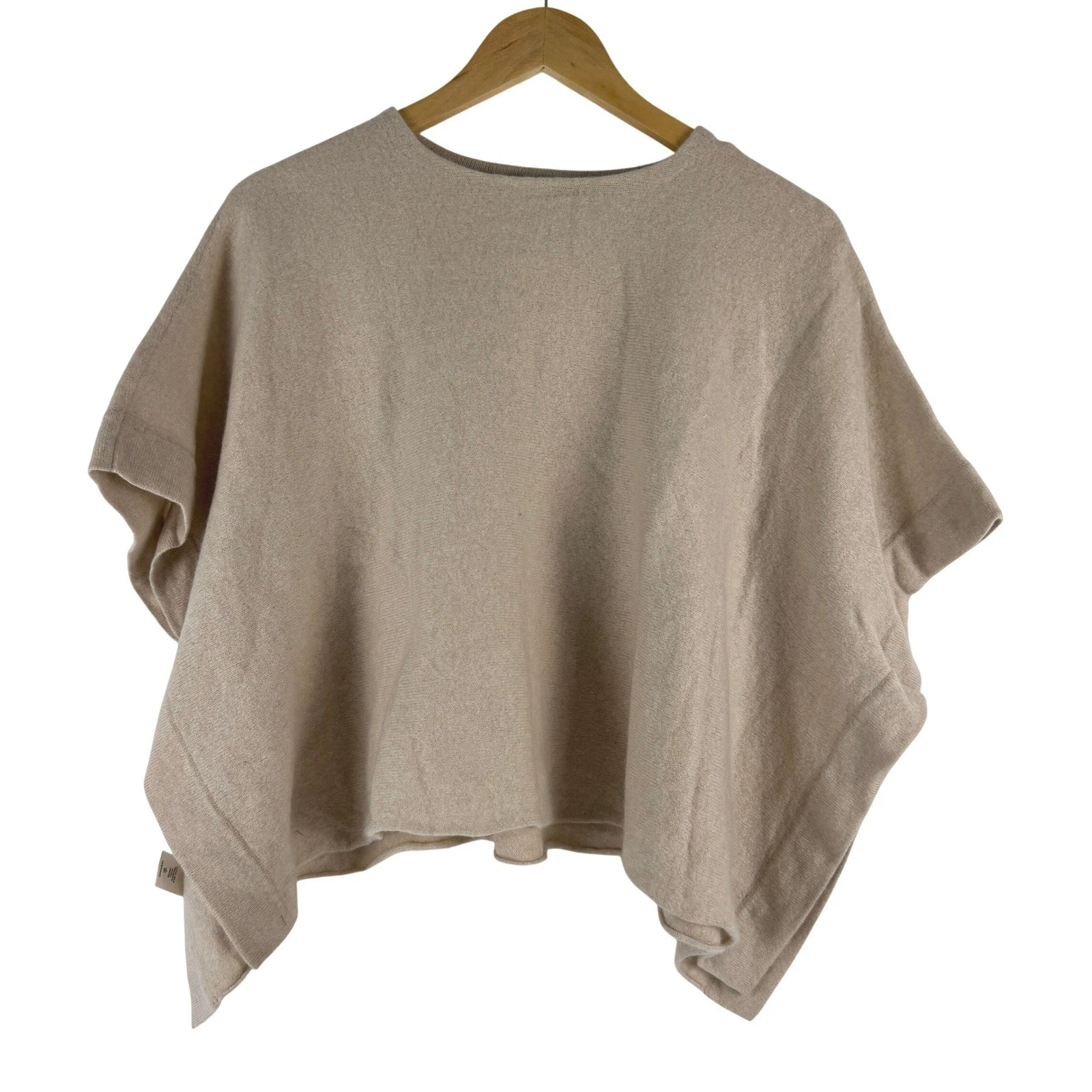 Ann Taylor Womens 100% Cashmere Poncho Sweater Beige Crew Neck XS S 395991