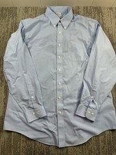 Brooks Brothers Shirt Mens 17.5 36/37 Blue Check Regent Non Iron Button Down