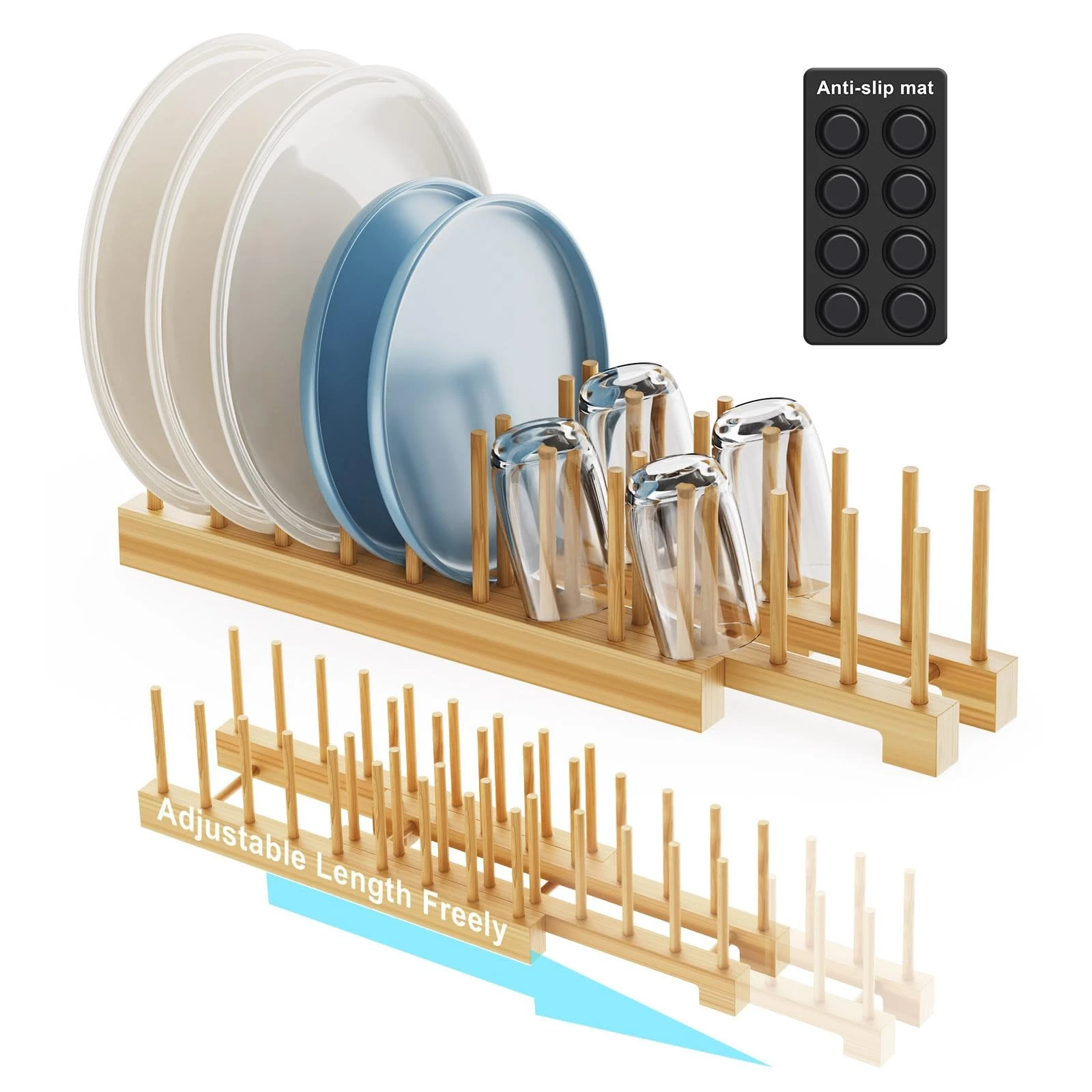 Dish Rack - Expandable Plate Rack & Dish Drying Rack for Kitchen Cabinet Stor...